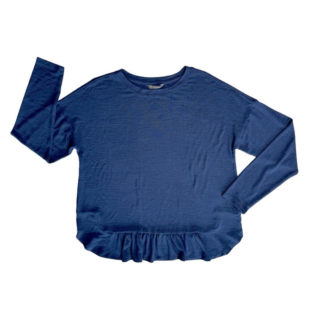 BANANA REPUBLIC Navy Long Sleeve Ruffle Hem Shirt Women’s